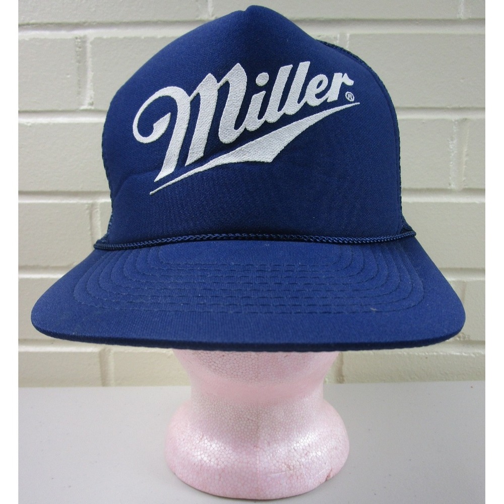 Vintage 90s Miller Beer Mesh Trucker Hat Snapback Cap Alcohol Promo